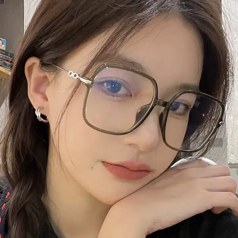 Korean Style Brown Large Frame TR90 Glasses - Image 11