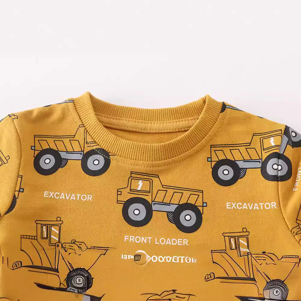 Children's Cartoon Cotton Sweatshirt Yellow Round Neck - Image 3