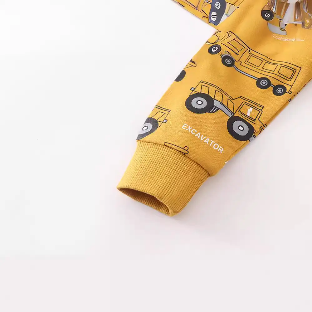 Children's Cartoon Cotton Sweatshirt Yellow Round Neck - Image 4