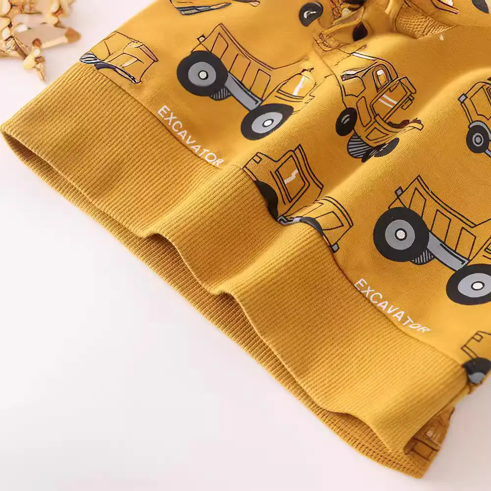 Children's Cartoon Cotton Sweatshirt Yellow Round Neck - Image 5