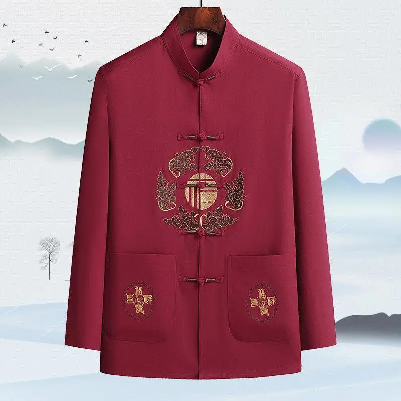 Men's Maroon Tang Suit with Embroidered Coat - Image 11