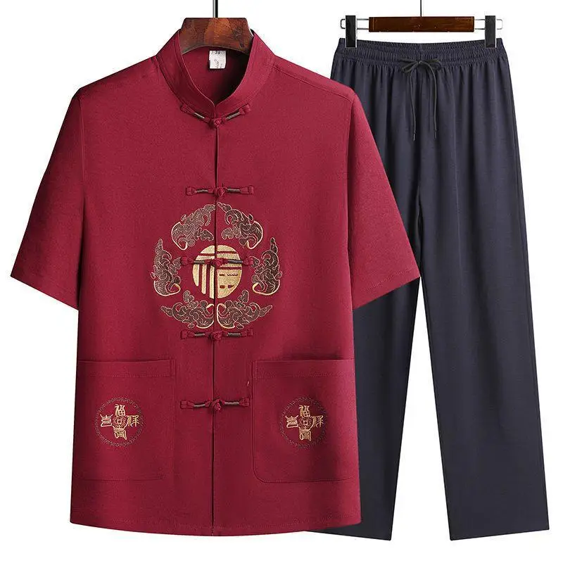 Men's Maroon Tang Suit with Embroidered Coat - Image 18