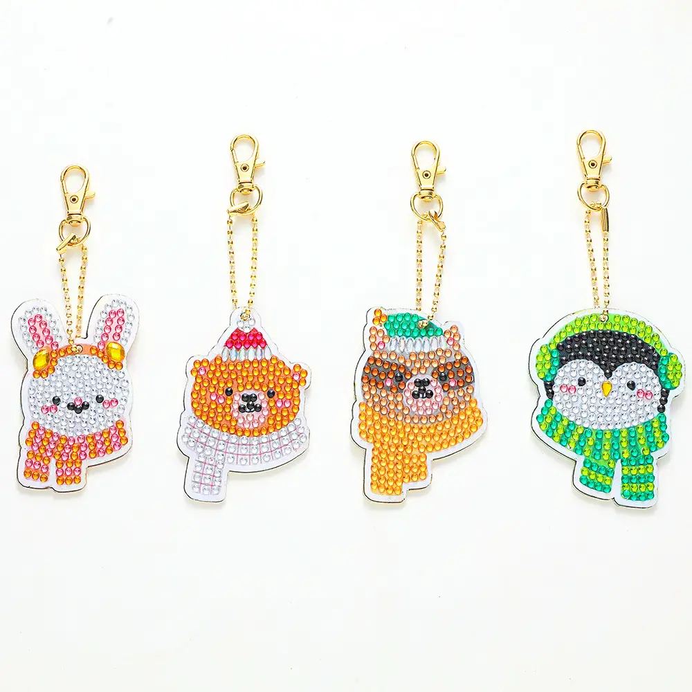 Diamond Embroidered Animal Keychain Set for Girls - Image 15
