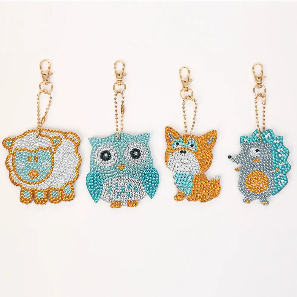Diamond Embroidered Animal Keychain Set for Girls - Image 3