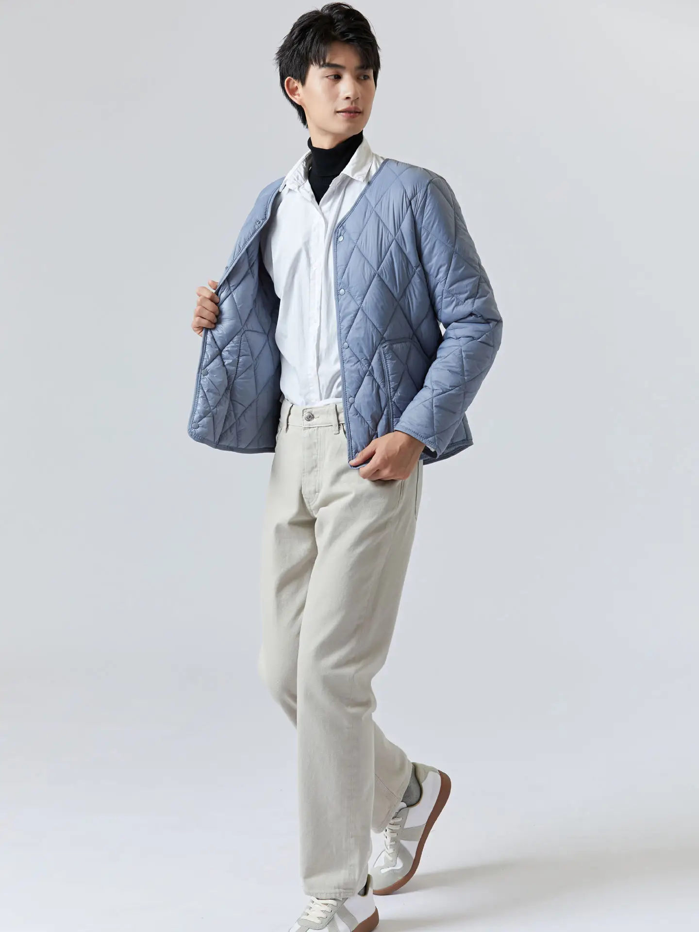 Men's Winter Quilted Cotton Padded Coat Gray - Image 6