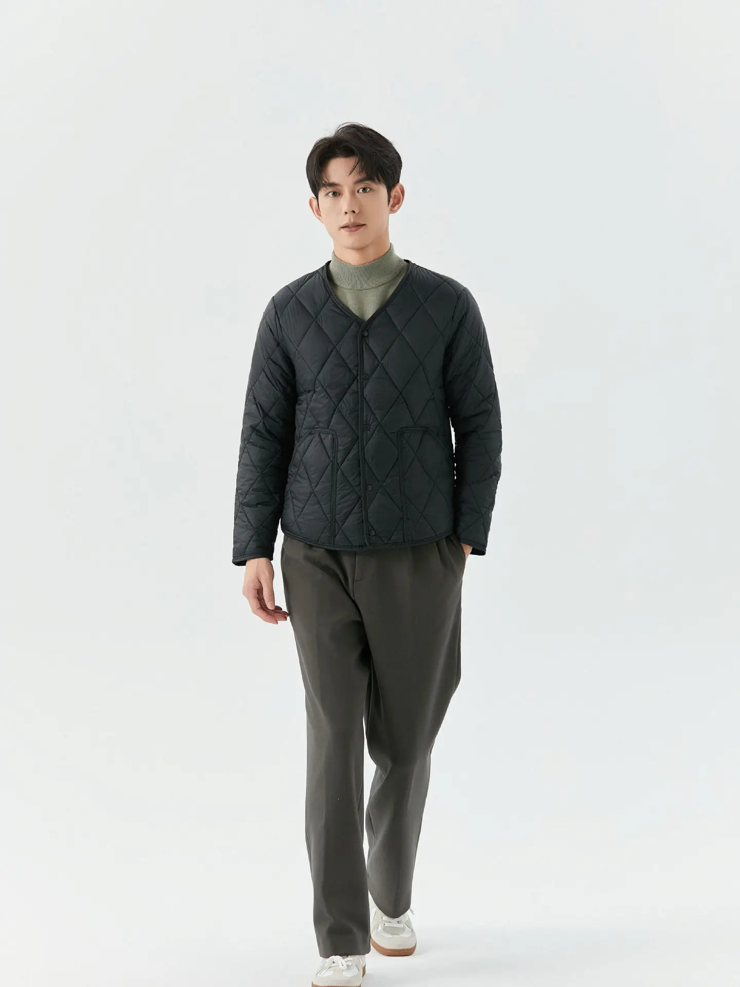 Men's Winter Quilted Cotton Padded Coat Gray - Image 7