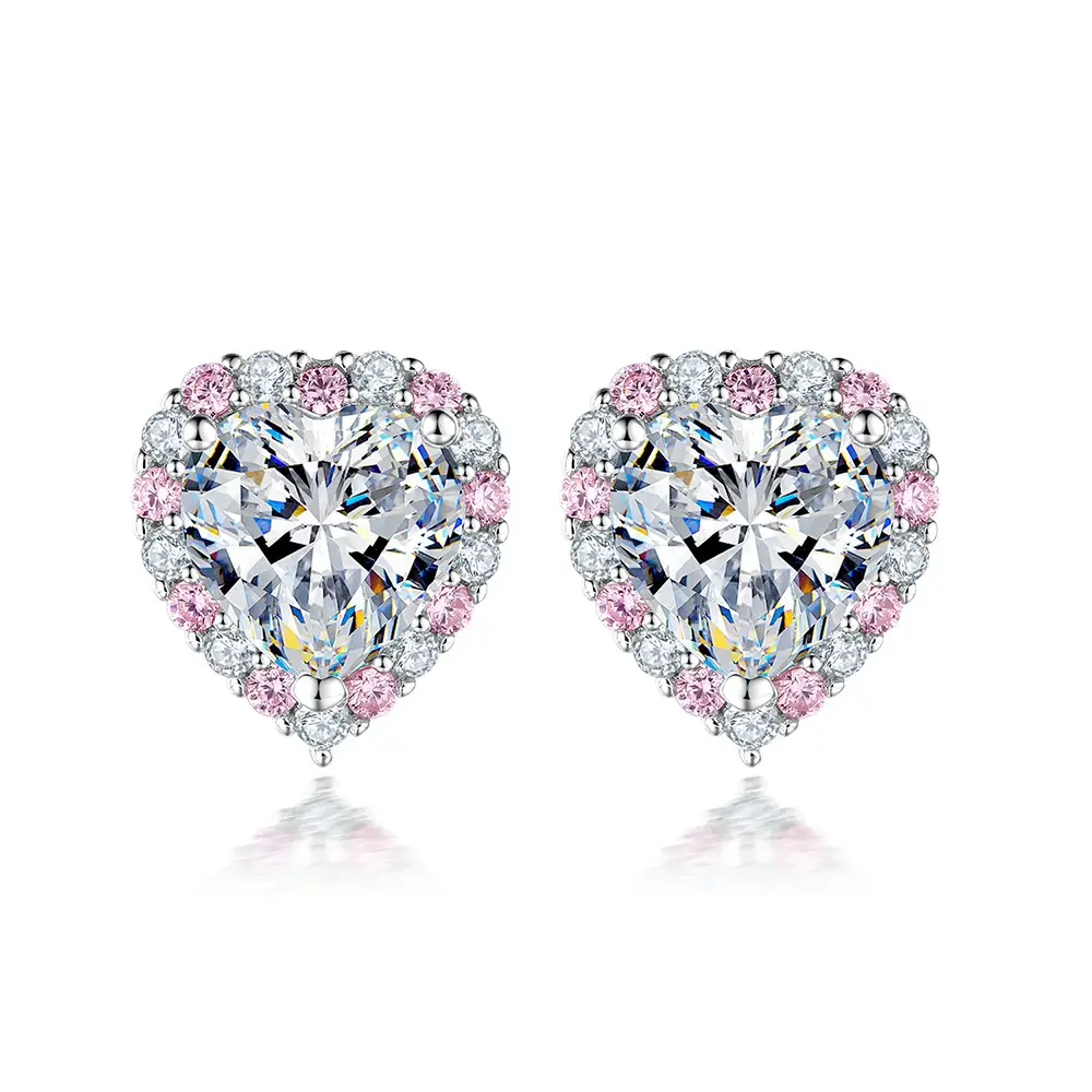 Ladies Crown Zircon Earrings 925 Sterling Silver Heart Design - Image 6