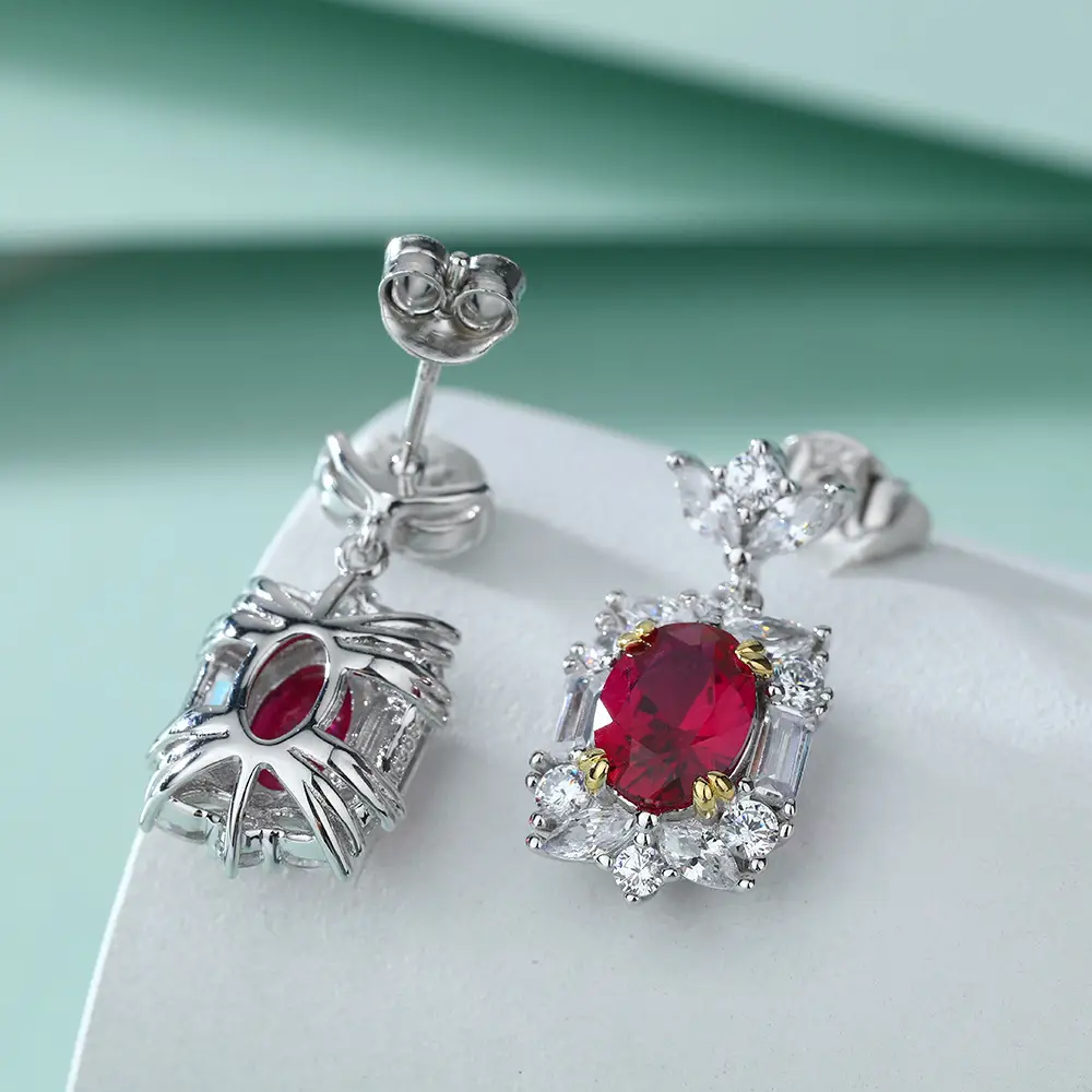 Ladies Crown Zircon Earrings 925 Sterling Silver Heart Design — feature 10