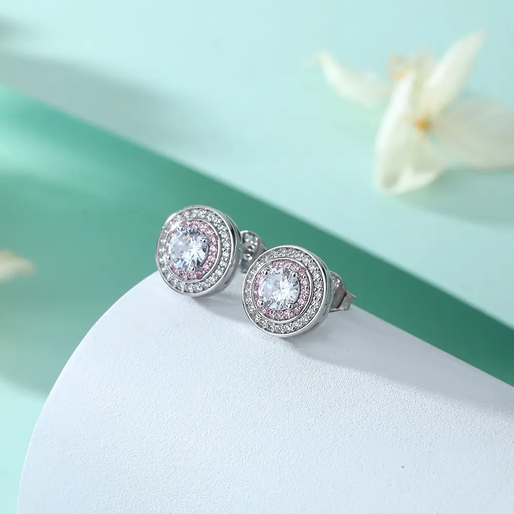 Ladies Crown Zircon Earrings 925 Sterling Silver Heart Design — feature 12
