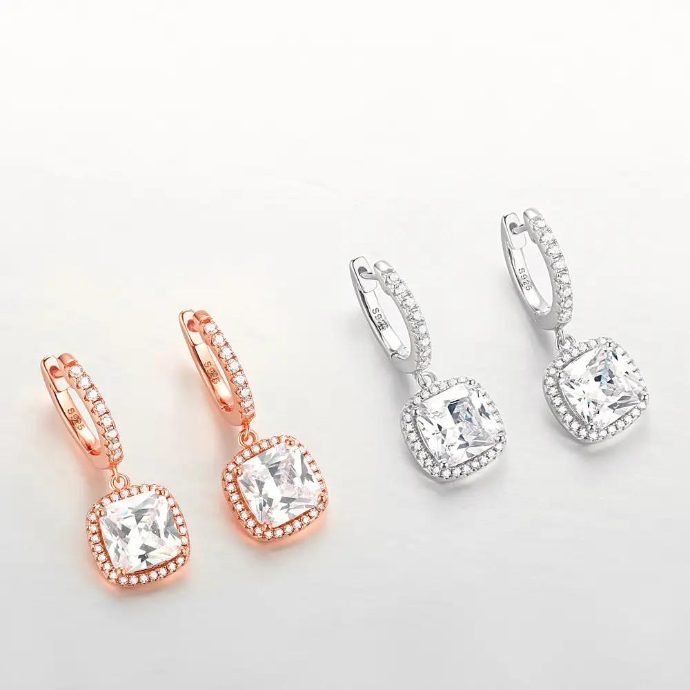 Ladies Crown Zircon Earrings 925 Sterling Silver Heart Design — feature 8