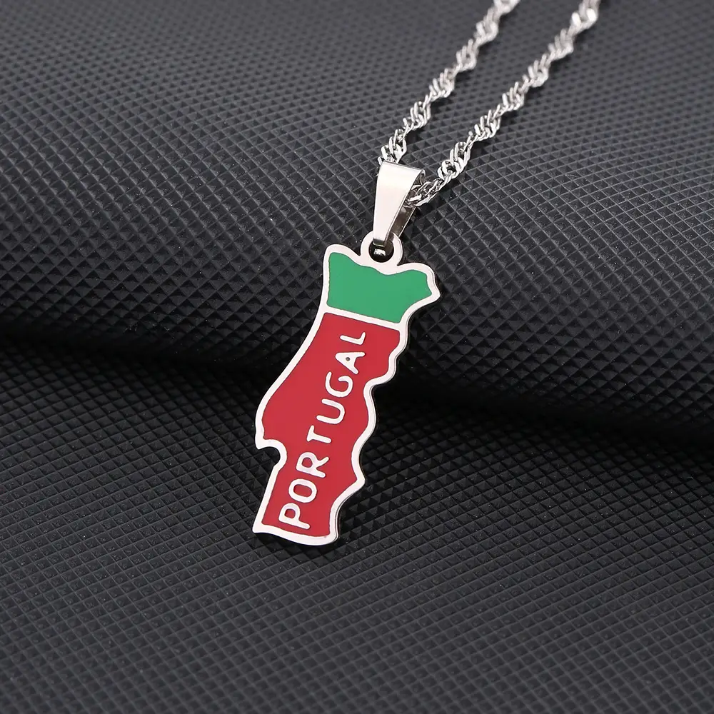Stainless Steel Portuguese Map Necklace for Women