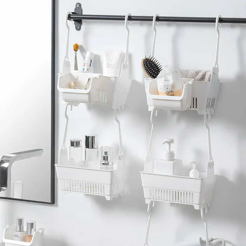 White Plastic Storage Basket for Bathroom, Living Room, Kitchen - Image 4
