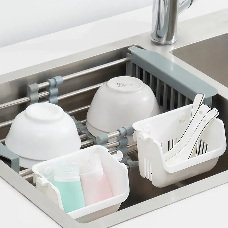 White Plastic Storage Basket for Bathroom, Living Room, Kitchen - Image 6