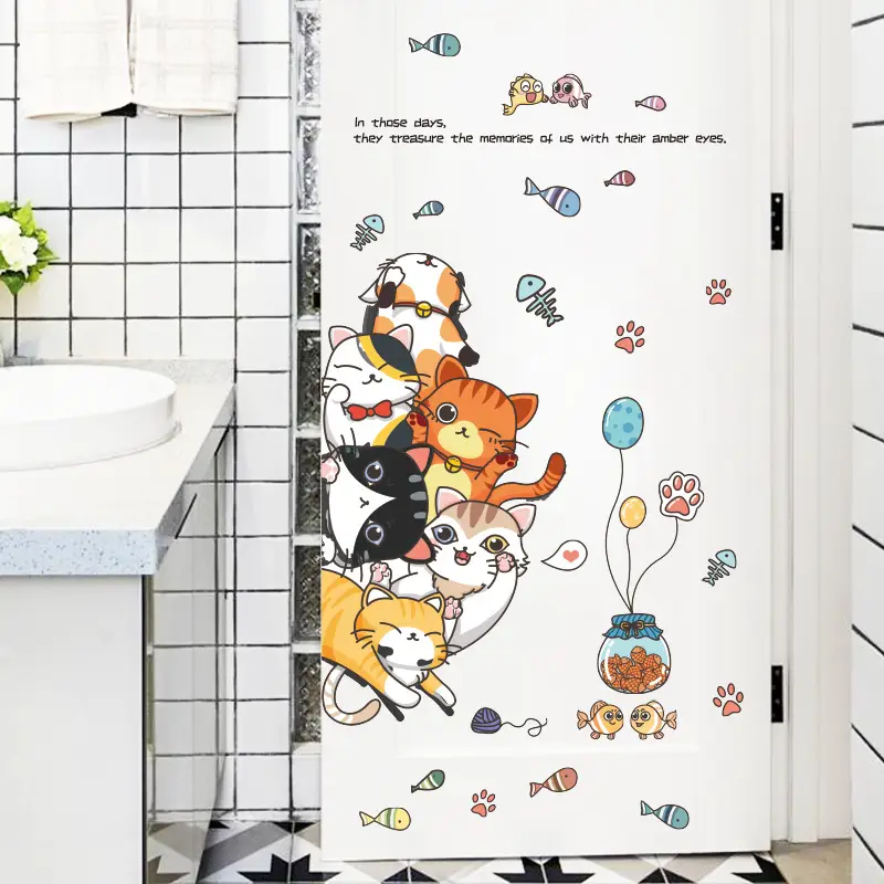 Cute Cat Wall Sticker for Kids Room Bedroom Decor