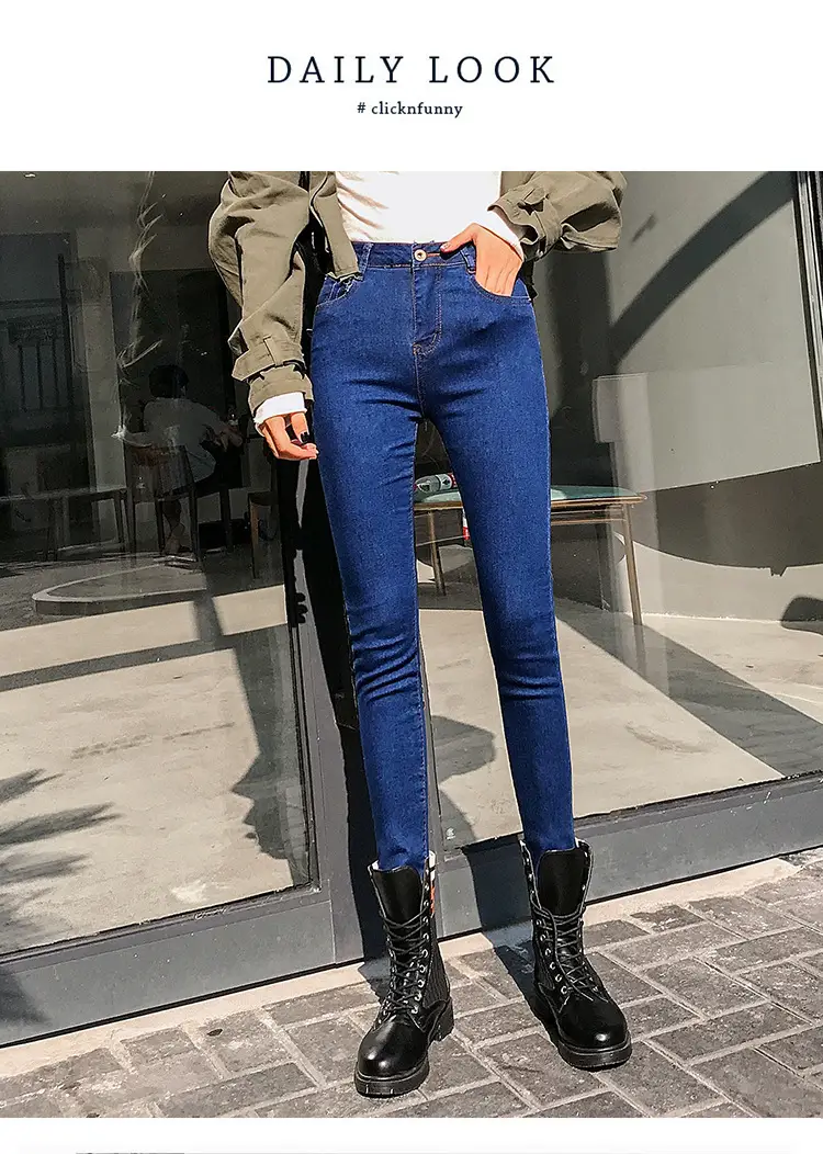 Women Black Stretch Denim Trousers High Waist Ankle Length - Image 3