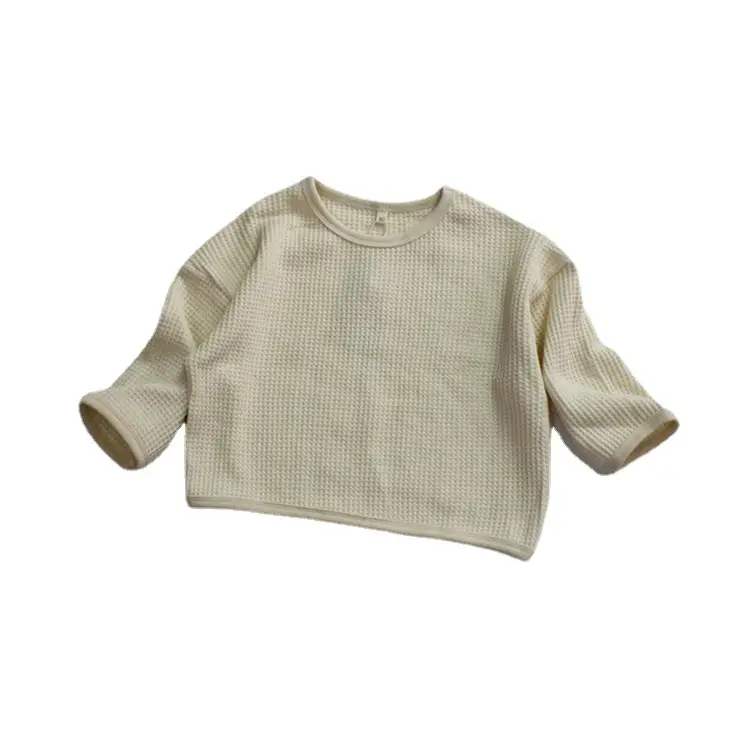 25 Spring Kids Waffle Cotton T-Shirt Bottom Set - Image 5