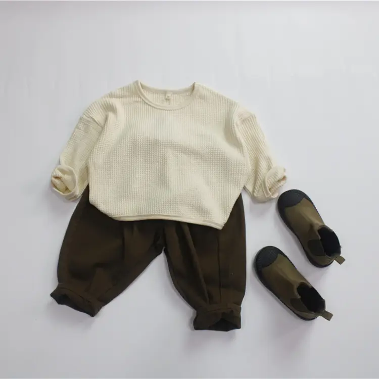 25 Spring Kids Waffle Cotton T-Shirt Bottom Set — feature 7