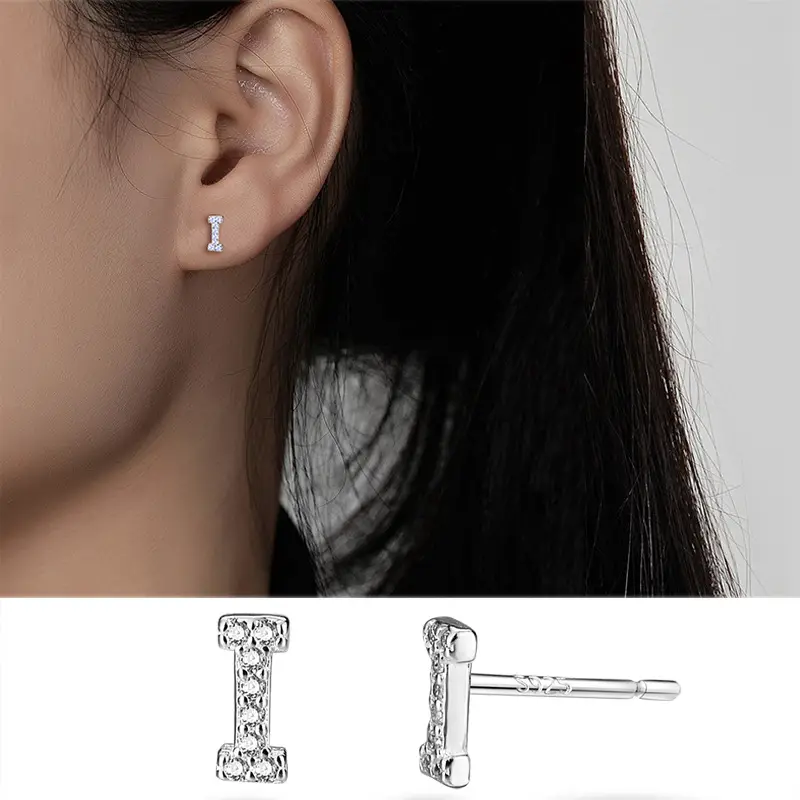 Female Letter Earrings Sterling Silver Micro Studded - Image 9