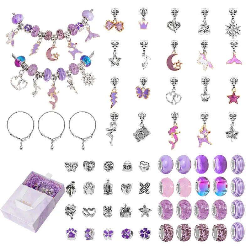 Cute Pink Purple & Blue Bracelet Set for Kids - Image 7