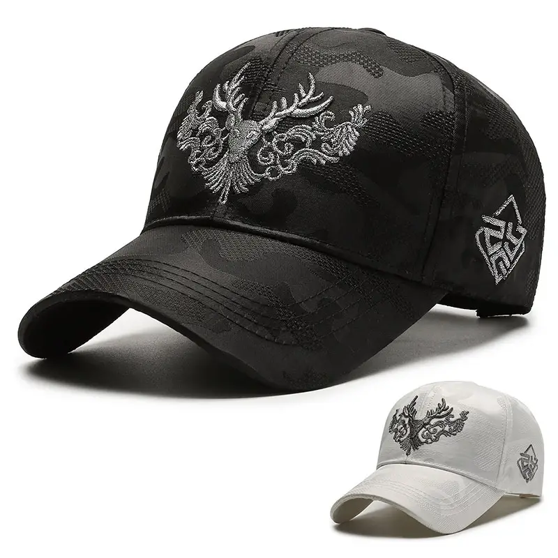 Women Korean Style Deer Head Embroidered Baseball Cap Black - Image 3