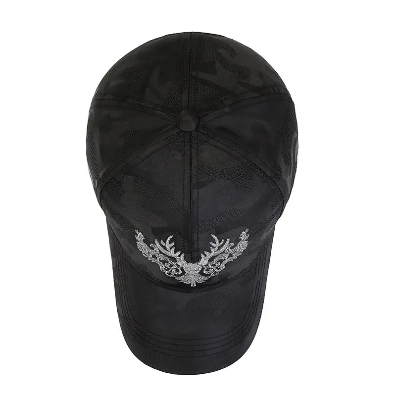 Women Korean Style Deer Head Embroidered Baseball Cap Black - Image 5