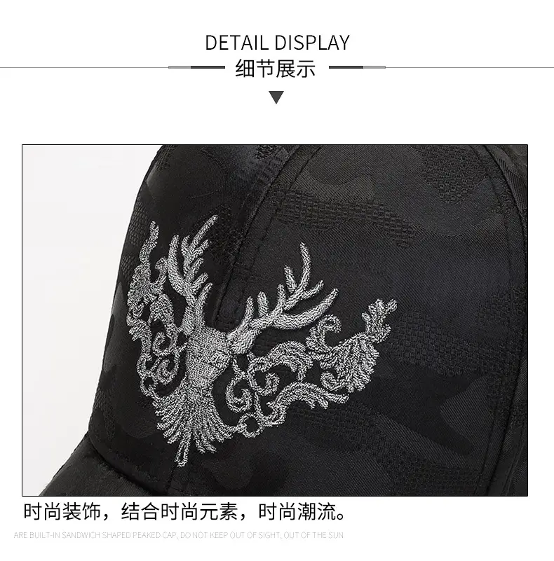 Women Korean Style Deer Head Embroidered Baseball Cap Black — feature 11