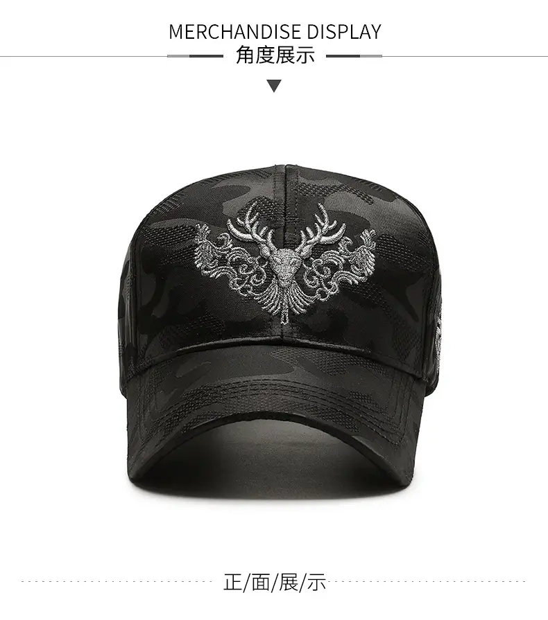 Women Korean Style Deer Head Embroidered Baseball Cap Black — feature 5
