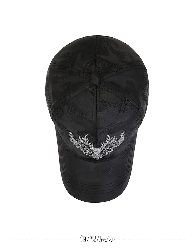 Women Korean Style Deer Head Embroidered Baseball Cap Black — feature 9