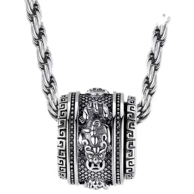 Vintage Thai Silver Pixiu Necklace Unisex Retro Art Accessory - Image 9