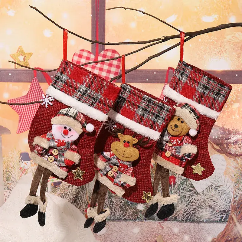 Christmas Plaid Hanging Stocking for Kids Decor - Image 7