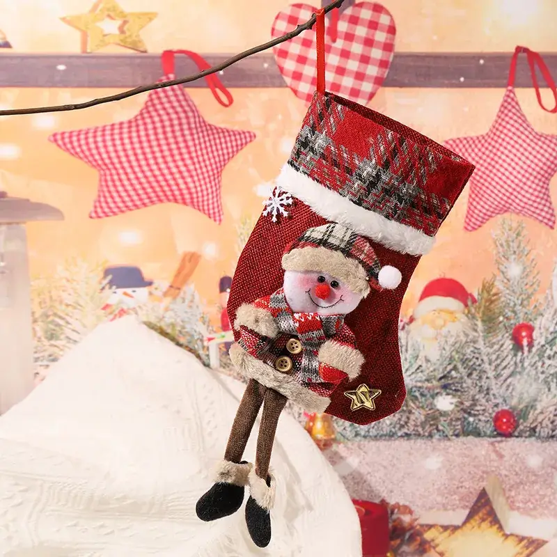 Christmas Plaid Hanging Stocking for Kids Decor - Image 2