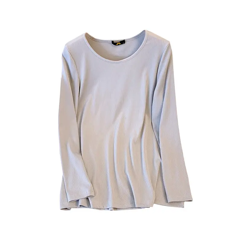 Women Slim Fit Round Neck Long Sleeve Top 2024 Spring - Image 12