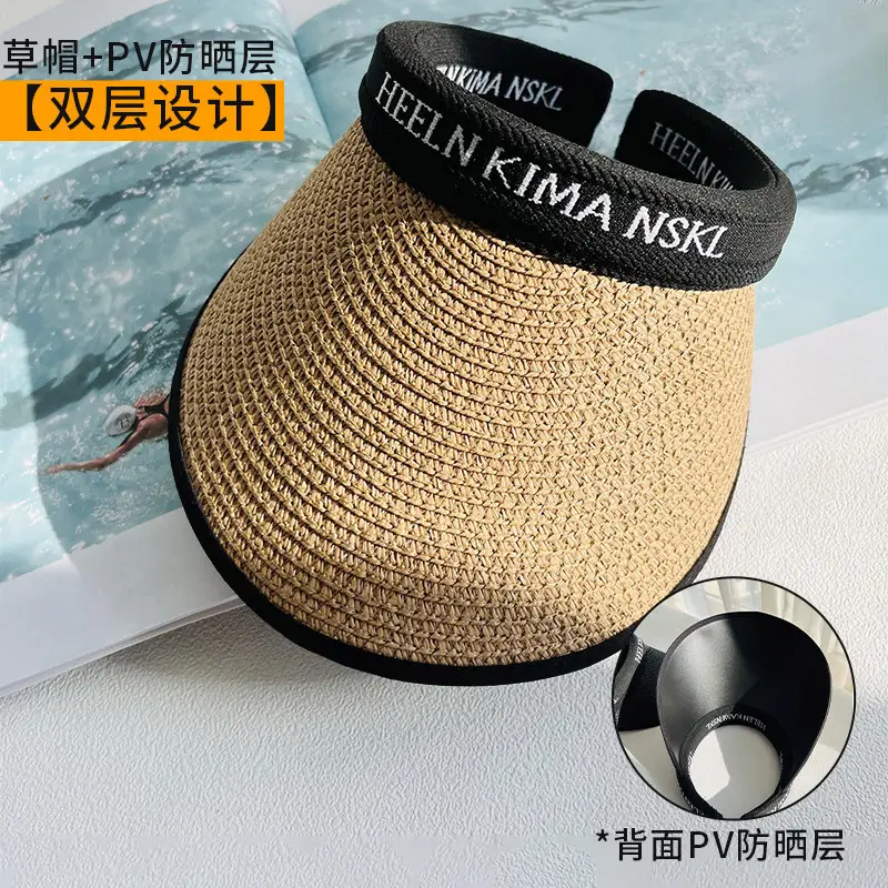 Women UV Protection Hat Straw with Large Brim - Image 3