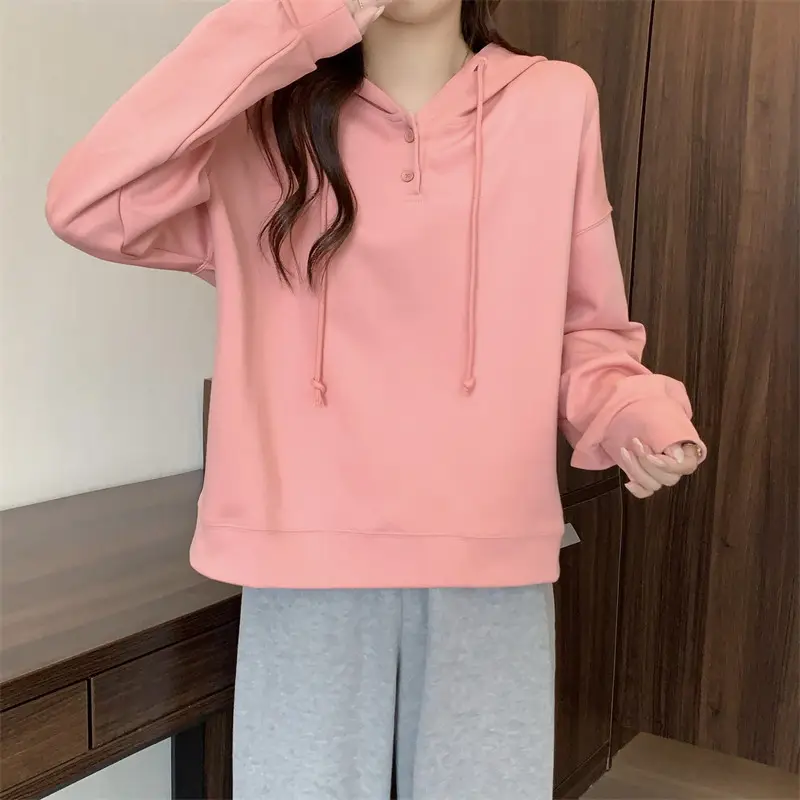 Brown Long Sleeve Hoodie for Women Spring Autumn — feature 17
