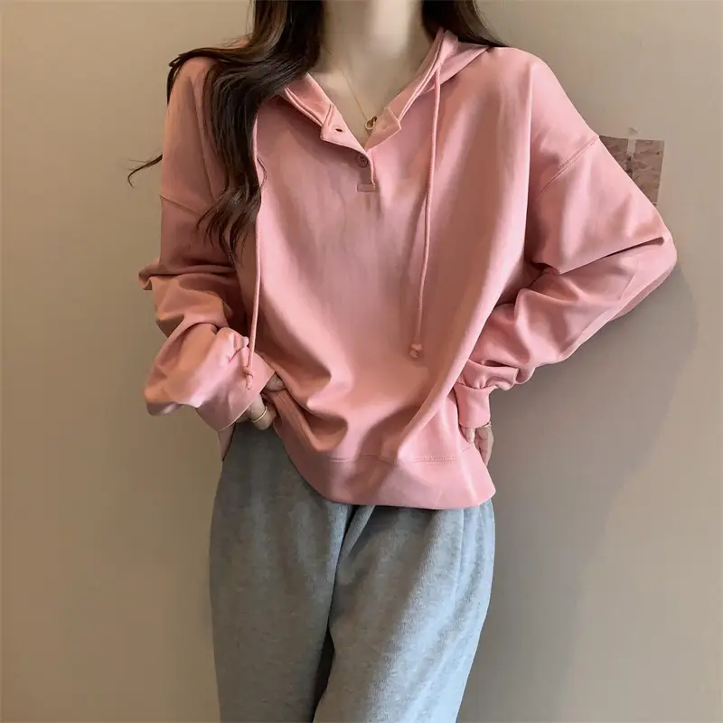 Brown Long Sleeve Hoodie for Women Spring Autumn — feature 19