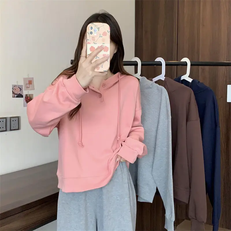 Brown Long Sleeve Hoodie for Women Spring Autumn — feature 31
