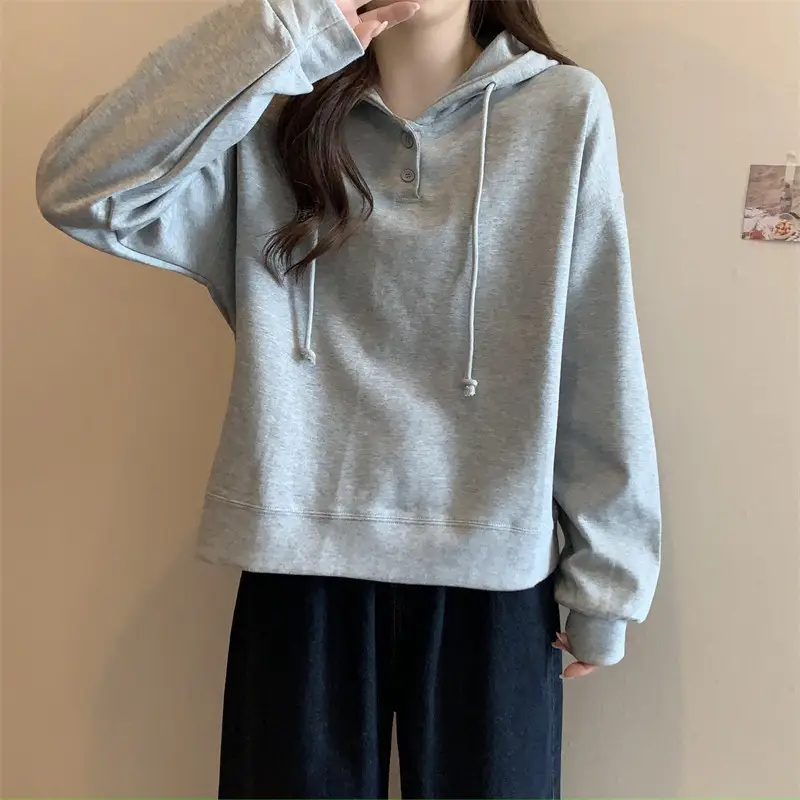 Brown Long Sleeve Hoodie for Women Spring Autumn — feature 4