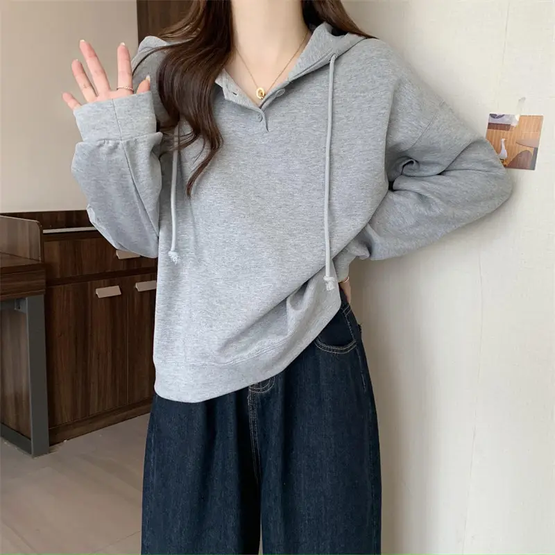Brown Long Sleeve Hoodie for Women Spring Autumn — feature 5