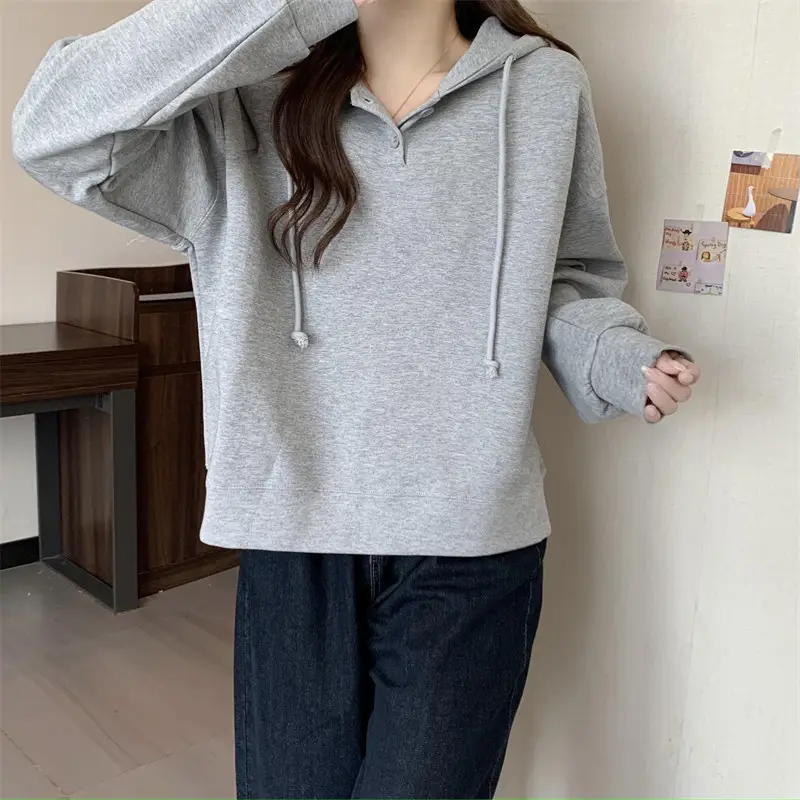 Brown Long Sleeve Hoodie for Women Spring Autumn — feature 6