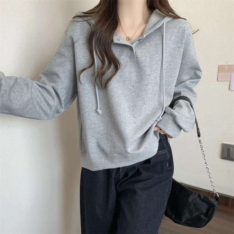 Brown Long Sleeve Hoodie for Women Spring Autumn — feature 8