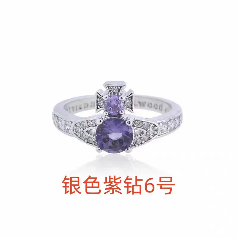 Purple Gemstone Ring for Women Silver Plated 7