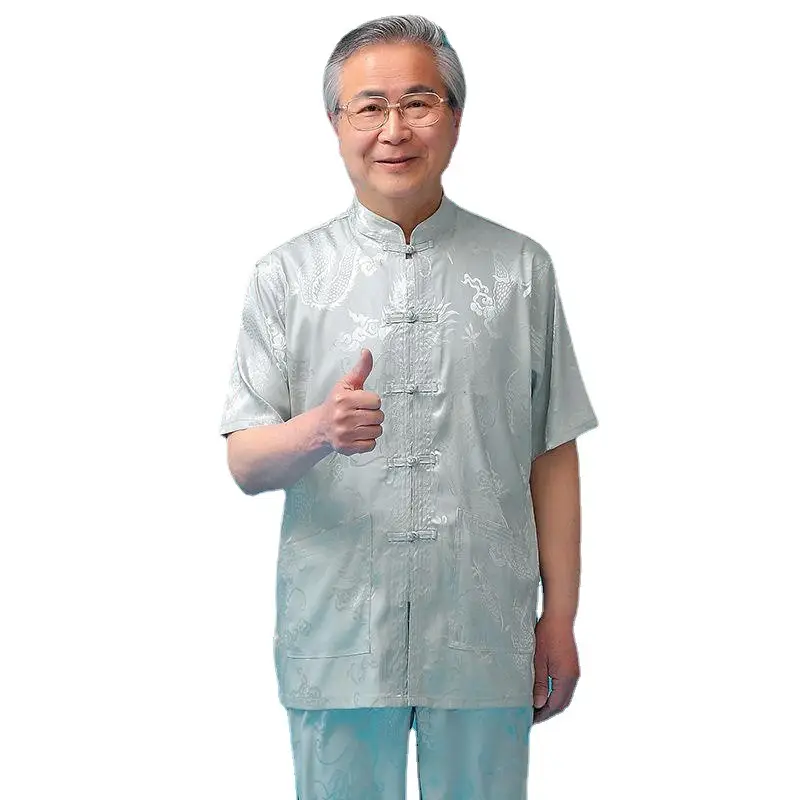 Middle-aged Ice Silk Tang Suit Men Summer Hanfu Wear - Image 13
