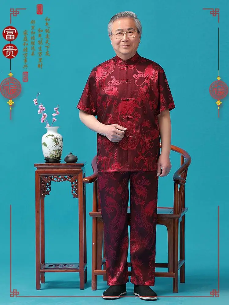 Middle-aged Ice Silk Tang Suit Men Summer Hanfu Wear — feature 1