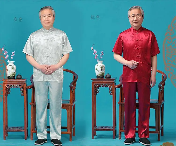 Middle-aged Ice Silk Tang Suit Men Summer Hanfu Wear — feature 11