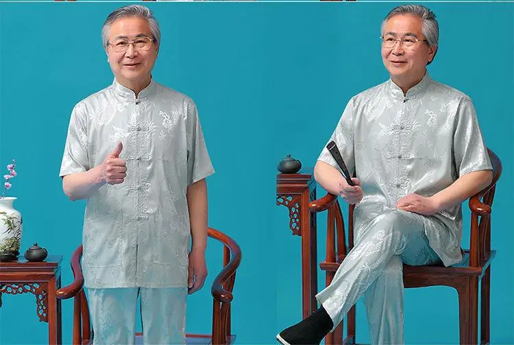 Middle-aged Ice Silk Tang Suit Men Summer Hanfu Wear — feature 14