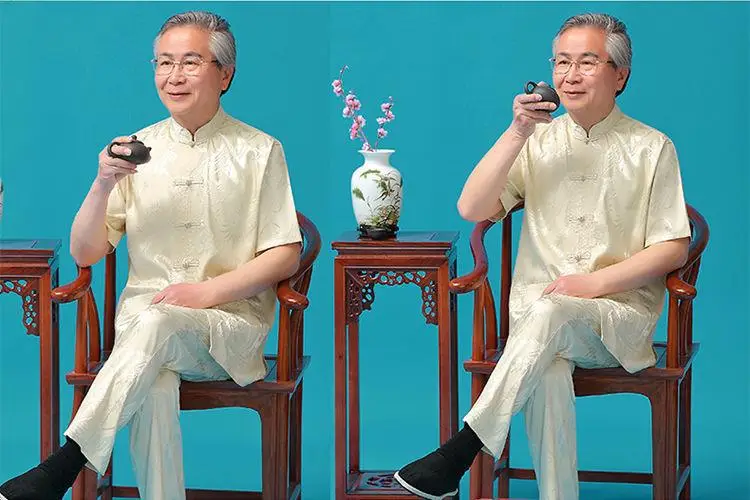 Middle-aged Ice Silk Tang Suit Men Summer Hanfu Wear — feature 16