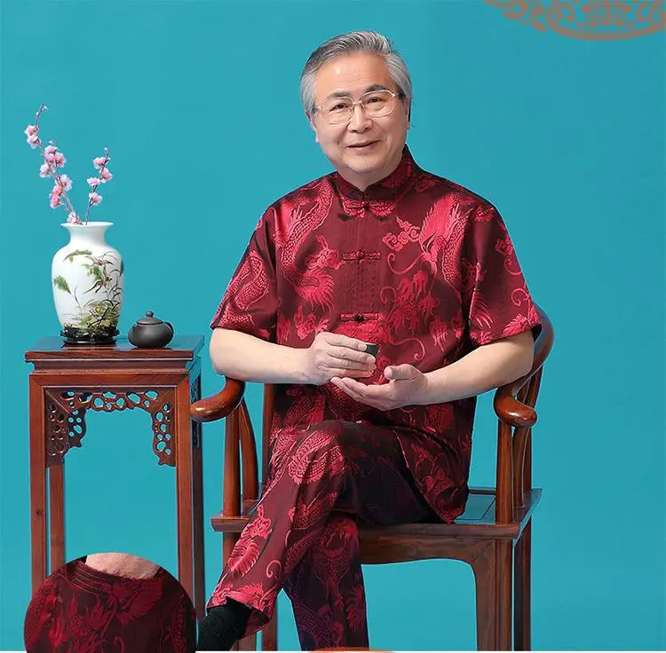 Middle-aged Ice Silk Tang Suit Men Summer Hanfu Wear — feature 2