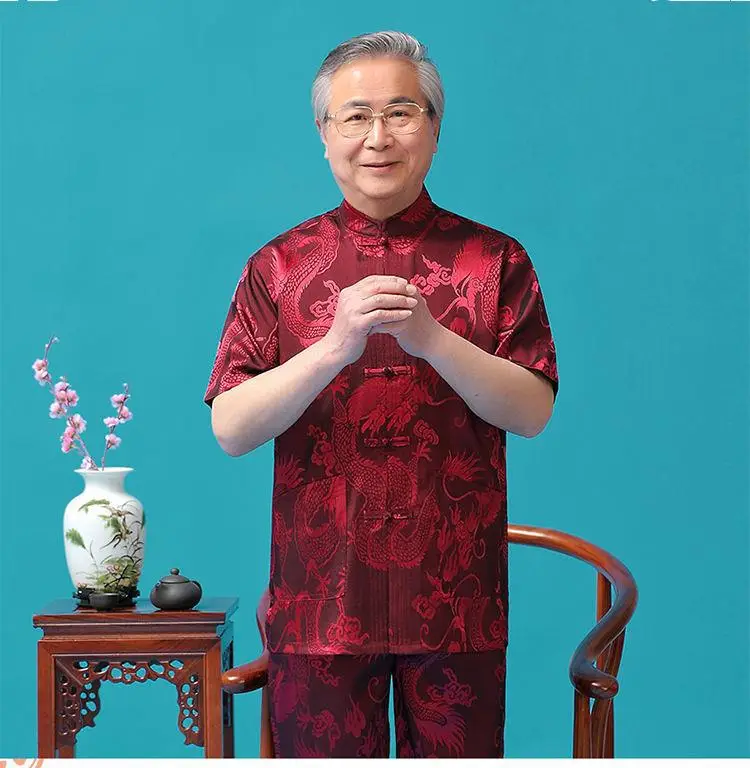 Middle-aged Ice Silk Tang Suit Men Summer Hanfu Wear — feature 4