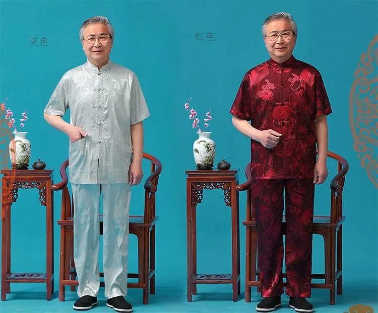 Middle-aged Ice Silk Tang Suit Men Summer Hanfu Wear — feature 9