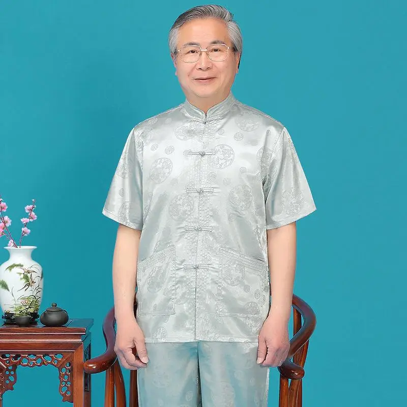 Middle-aged Ice Silk Tang Suit Men Summer Hanfu Wear - Image 5